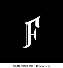 Initial letter JF logo template with gothic font illustration in flat design monogram symbol