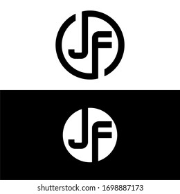 Letra inicial plantilla de logotipo JF con símbolo de arte de línea circular en una ilustración monográfica de diseño plano