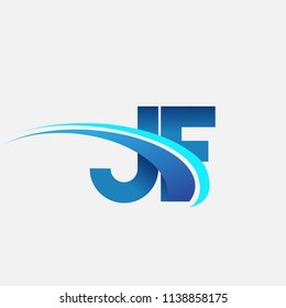 initial letter JF logotype company name colored blue and swoosh design. vector logo for business and company identity.
