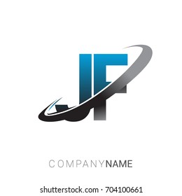 initial letter JF logotype company name colored blue and grey swoosh design. logo design for business and company identity.