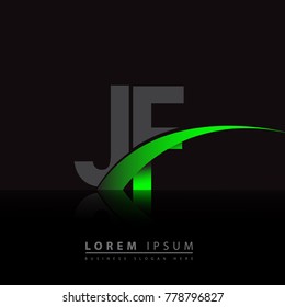 initial letter JF logotype company name colored green and black swoosh design. vector logo for business and company identity.
