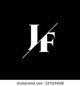 Initial Letter JF Monogram Sliced. Logo template isolated on black background