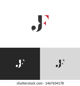 Initial Letter jf uppercase modern logo design template elements. red letter Isolated on black white grey background. Suitable for business, consulting group company.