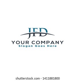 Initial letter JFD, overlapping movement swoosh horizon logo company design inspiration in blue and gray color vector