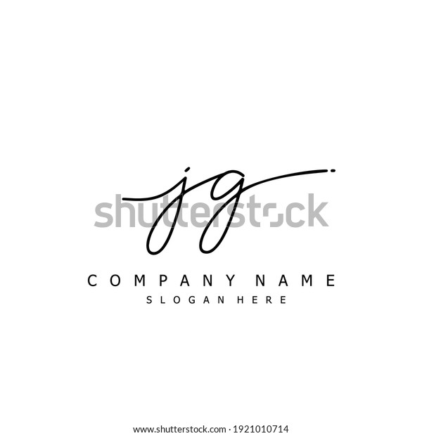 Initial letter JG calligraphy handwritten logo.\
Handwritten alphabet in the logo template. Letters and Alphabet for\
your logo design.