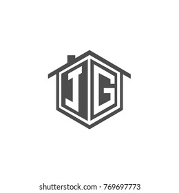 Initial letter JG House Logo Design for Property Company