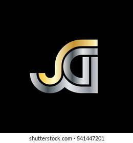 Initial Letter JG Linked Design Logo Gold Silver