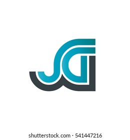 Initial Letter JG Linked Design Logo Blue Black