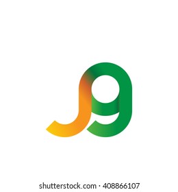 initial letter jg linked round lowercase logo orange green