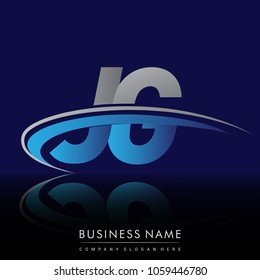 initial letter JG logotype company name colored blue and grey swoosh design. vector logo for business and company identity.