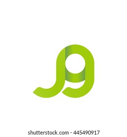 initial letter jg modern linked circle round lowercase logo green