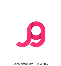 initial letter jg modern linked circle round lowercase logo pink
