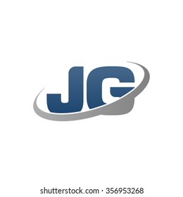 initial letter JG swoosh ring company logo blue gray