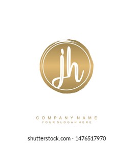 Initial letter JH beautiful handwriting logo vector template