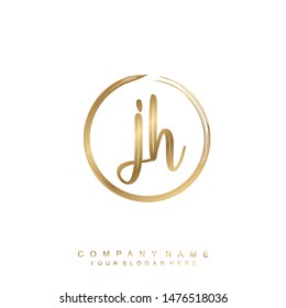 Initial letter JH beautiful handwriting logo vector template