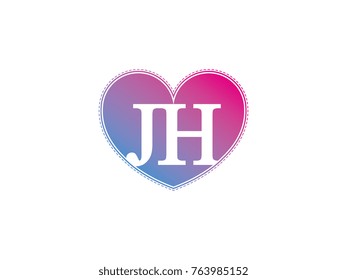 the initial letter JH in the heart symbol as a logo, sign and decoration