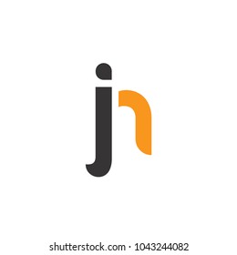 Initial Letter JH Linked Circle Lowercase Logo Black Orange Icon Design Template Element