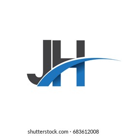 initial letter JH logotype company name colored blue and grey swoosh design. vector logo for business and company identity.
