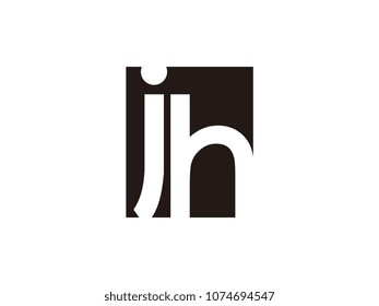 Initial letter jh lowercase logo black and white