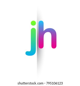 Initial Letter JH Lowercase Logo green, pink and Blue, Modern and Simple Logo Design.