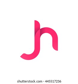 initial letter jh modern linked circle round lowercase logo pink