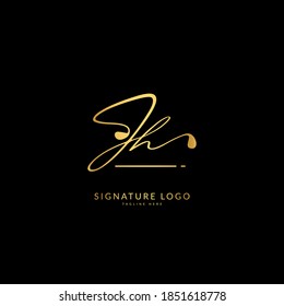 Initial letter JH. Monogram signature logo design template. Minimalis logo concept for business and company.