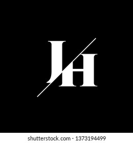 Initial Letter JH Monogram Sliced. Logo template isolated on black background