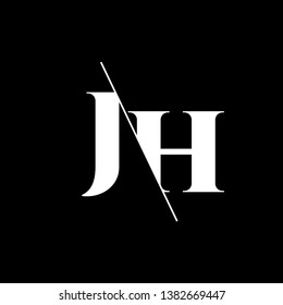 Initial Letter JH Monogram Sliced. Modern logo template isolated on black background
