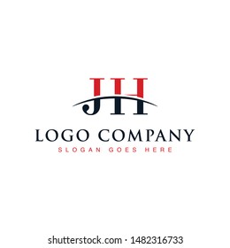 Initial letter JH, overlapping movement swoosh horizon logo company design inspiration in red and dark blue color vector