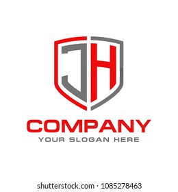 Initial letter JH, shield Logo Design Vector
