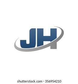 initial letter JH swoosh ring company logo blue gray