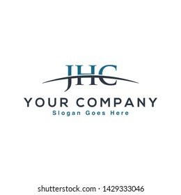 Initial letter JHC, overlapping movement swoosh horizon logo company design inspiration in blue and gray color vector