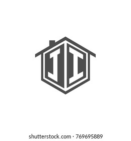 Initial letter JI House Logo Design for Property Company