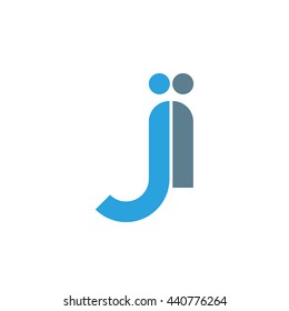 initial letter ji linked round lowercase logo blue