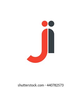 initial letter ji linked round lowercase logo red