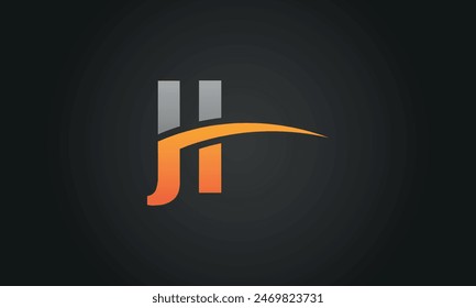 Initial Letter JI Logo Design mit Swoosh. Kreatives und modernes JI Logo Design auf schwarzem Hintergrund.