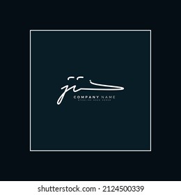Logotipo de la carta inicial JI - logotipo con el estilo de firma dibujado a mano