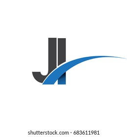 initial letter JI logotype company name colored blue and grey swoosh design. vector logo for business and company identity.
