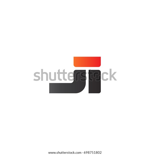 Initial letter JI, straight linked line bold logo,\
gradient fire red black\
colors