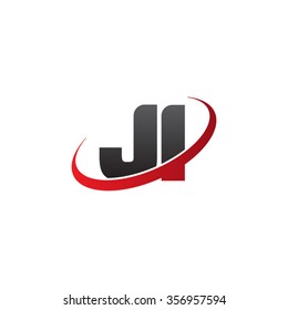 initial letter JI swoosh ring company logo red black