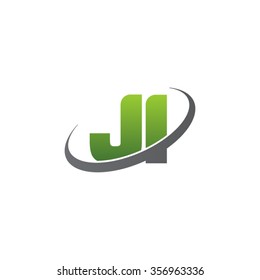initial letter JI swoosh ring company logo green gray