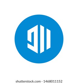 Initial Letter JII Circle Logo. Creative Geometric Hexagon Icon. Vector Illustration Design