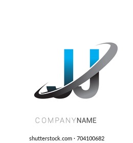 initial letter JJ logotype company name colored blue and grey swoosh design. logo design for business and company identity.