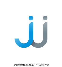 initial letter jj modern linked circle round lowercase logo blue gray