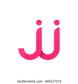 initial letter jj modern linked circle round lowercase logo pink