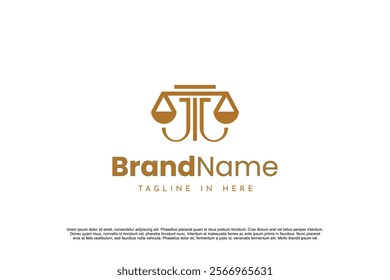 initial letter JJ monogram logo lawfirm with pillar and legal scales