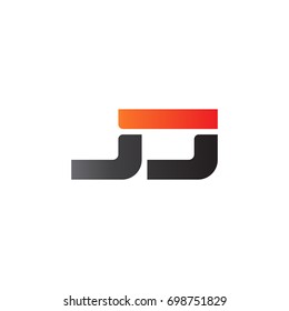 Initial letter JJ, straight linked line bold logo, gradient fire red black colors