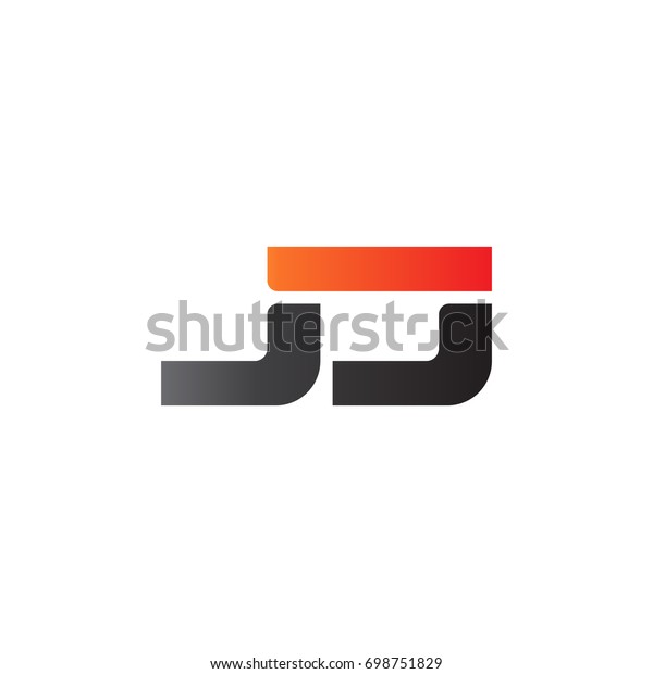 Initial letter JJ, straight linked line bold logo,\
gradient fire red black\
colors
