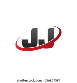 initial letter JJ swoosh ring company logo red black