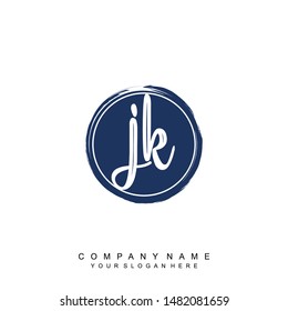 Initial letter JK beautiful handwriting logo vector template